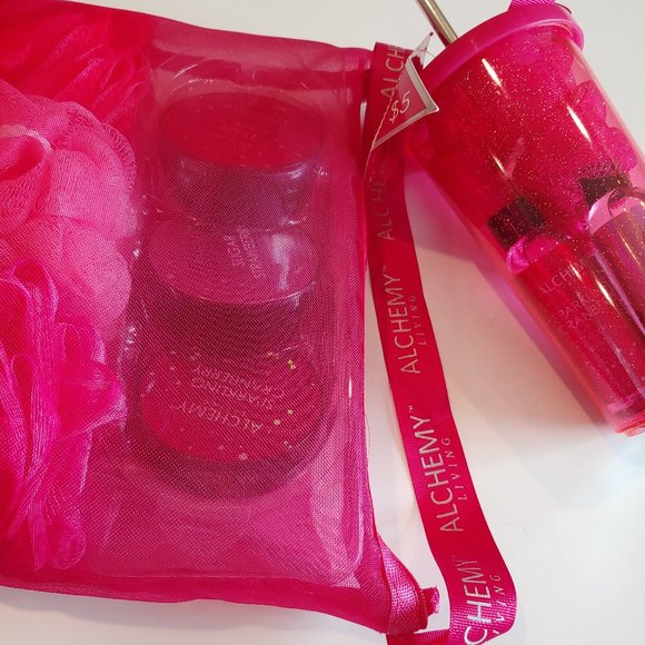 Alchemy Living | Tumbler Bath Gift Set AND Poof and Body Butter Trio Bag New - Picture 2 of 4